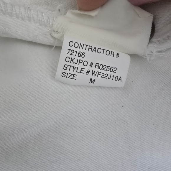 Calvin Klein Jeans White Jean Jacket with Pink Floral Design On The Back - Picture 10 of 13